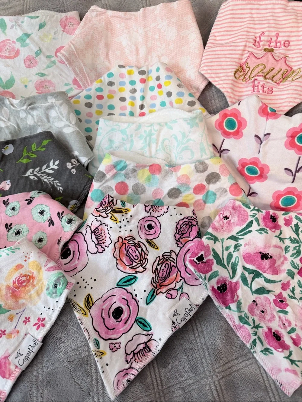 Pack of Floral Pink Bandana Bibs for Babies